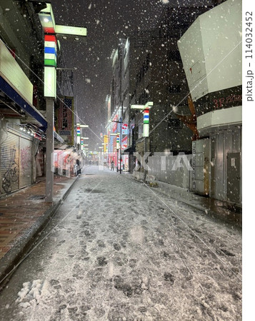 2024年1月の大雪が降った上野アメ横のガード下 114032452