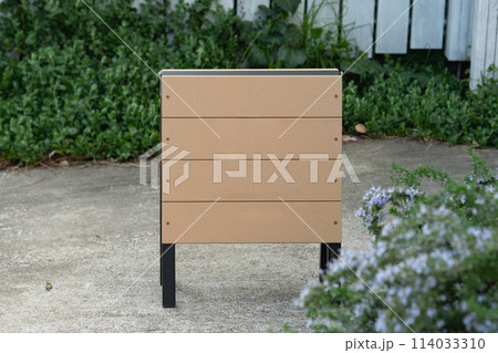 Large blank billboard on a street wall, banners with room to add your own text 114033310