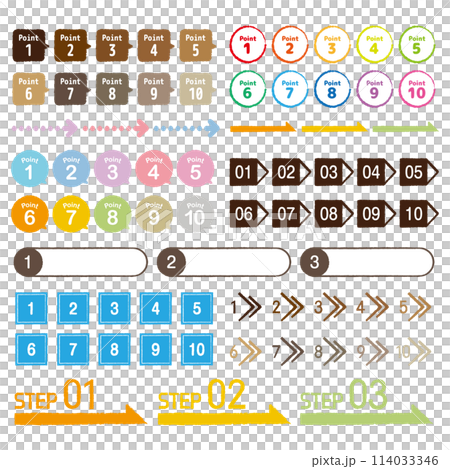 Point icon and heading number material set Point icon and heading number material set 114033346