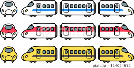High speed bullet train cartoon doodle set 114034656