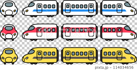 High speed bullet train cartoon doodle set 114034656