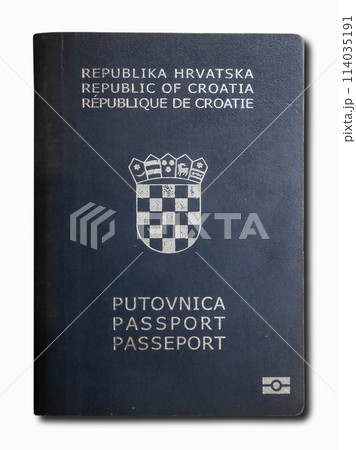 Croatian passport on a white background Croatian passport on a white background 114035191