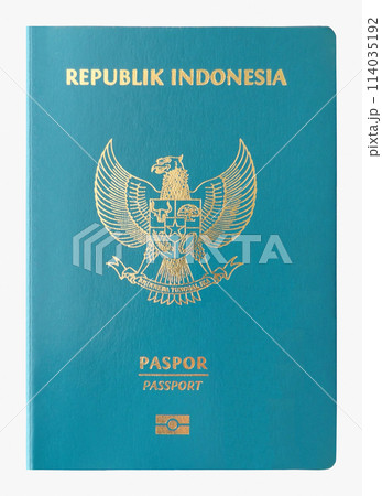 Indonesian passport on a white background Indonesian passport on a white background 114035192