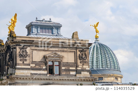 Drezden Skyline. The beauty of old architecture in the streets and squares of Dresden - dome details Drezden Skyline. The beauty of old architecture in the streets and squares of Dresden - dome details 114035529
