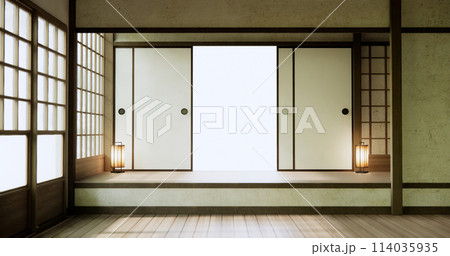 Empty room, original Japanese style mixed with modern minimal. Empty room, original Japanese style mixed with modern minimal. 114035935