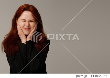 Beauty with freckles smiling. Portrait of 114035966