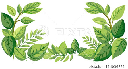 Border Design with Lush Greenery 114036821