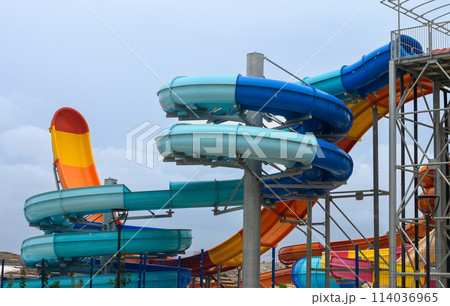 Empty Water park for kids in a luxury hotel near the sea. 2 114036965