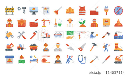 Labor Day Icons Bundle.Flat icons style. Vector illustration. 114037114