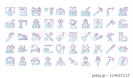 Labor Day Icons Bundle.Gradient outline icons style. Vector illustration. 114037117