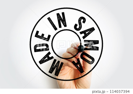 Made in Samoa text emblem stamp, concept background 114037394