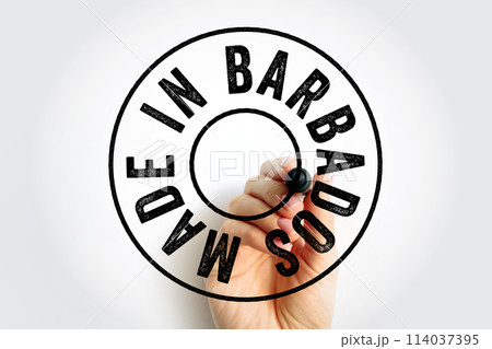 Made in Barbados text emblem stamp, concept background Made in Barbados text emblem stamp, concept background 114037395