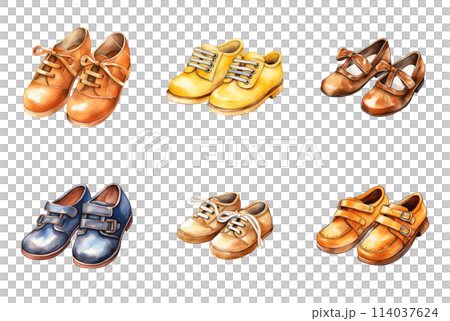 Vibrant Watercolor Collection of Children Footwear Vibrant Watercolor Collection of Children Footwear 114037624