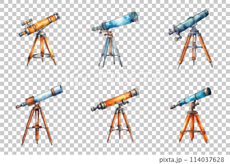Astronomical Telescope Set Up on Tripod for Night Sky Observation Astronomical Telescope Set Up on Tripod for Night Sky Observation 114037628