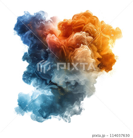 Blue and Red Cloud of Smoke on White Background Blue and Red Cloud of Smoke on White Background 114037630