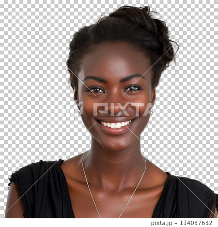 Smiling Woman in Black Shirt Smiling Woman in Black Shirt 114037632