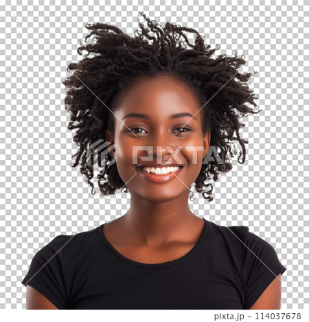 Smiling Woman in Black Shirt 114037678