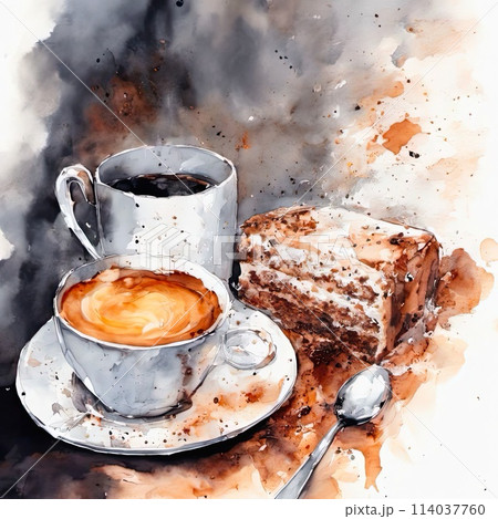 Ideal for stock illustrations related to relaxation, morning rituals, or coffee shop branding. 114037760