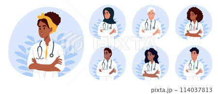 National Doctors' Day. Doctor with a stethoscope. Doctor in medical uniform. National Doctors' Day. Doctor with a stethoscope. Doctor in medical uniform. 114037813