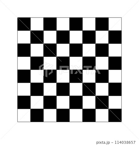 Empty chessboard plane isolated on white background. Tiled floor top view. Ceckerboard texture. Board surface with black and white squares pattern. Vector graphic illustration Empty chessboard plane isolated on white background. Tiled floor top view. Ceckerboard texture. Board surface with black and white squares pattern. Vector graphic illustration 114038657