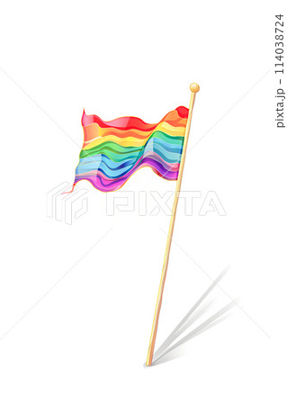 A rainbow flag is on a white background A rainbow flag is on a white background 114038724