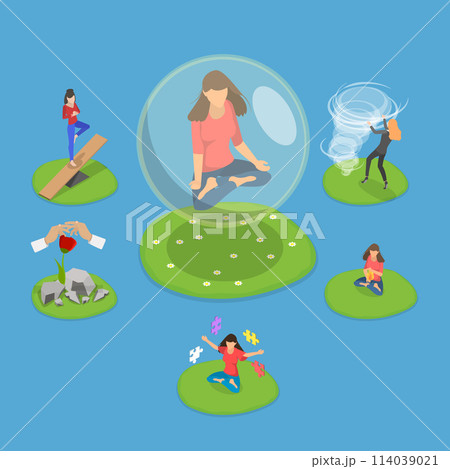 3D Isometric Flat Vector Illustration of Resilience Concept, Mental Strength 114039021