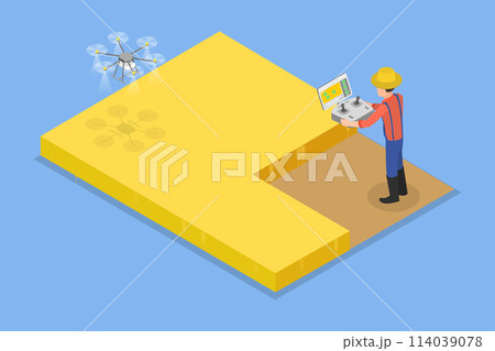 3D Isometric Flat Vector Illustration of Agronomist, Innovative Technologies for Agriculture 114039078
