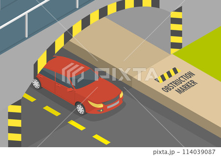 3D Isometric Flat Vector Illustration of Safety Driving, Low Bridge Sign 3D Isometric Flat Vector Illustration of Safety Driving, Low Bridge Sign 114039087