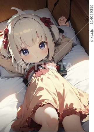 ベッドに寝る少女☆ 114039310
