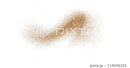 Sand dust powder splash. Flowing grit speckles and particles wavy texture. Ground grain scatter element. Gritty explosion wind shape for overlay, poster, banner, brochure, leaflet. Vector background 114040165