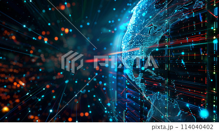 A computer generated image of a globe with a blue and red background A computer generated image of a globe with a blue and red background 114040402