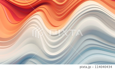 Warm Toned Abstract Background with Orange and Blue Curves 114040434