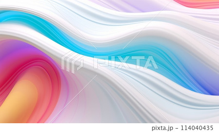 Abstract Colorful Wavy Design with Gradient Swirls of Pink, Blue, and White 114040435