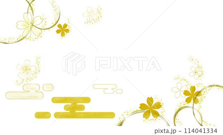 金色の桜の豪華な和風背景素材フレーム 114041334