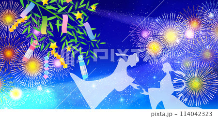 七夕 天の川 夏 背景 七夕 天の川 夏 背景 114042323