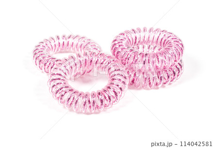 elastic rubber bands for hair isolated on a white background. 114042581