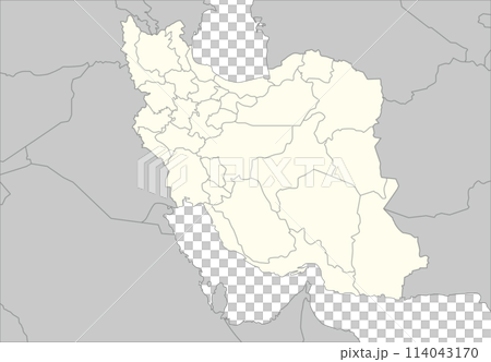Blank map of the Islamic Republic of Iran and surrounding countries, including state borders 114043170