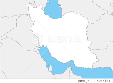 イランと周辺国の地図、国境入り 114043174