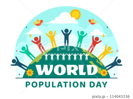 World Population Day Vector Illustration on 11th July To Raise Awareness Of Global Populations Problems in Flat Kids Cartoon Background World Population Day Vector Illustration on 11th July To Raise Awareness Of Global Populations Problems in Flat Kids Cartoon Background 114043336