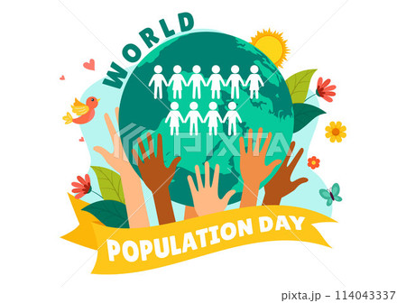 World Population Day Vector Illustration on 11th July To Raise Awareness Of Global Populations Problems in Flat Kids Cartoon Background 114043337