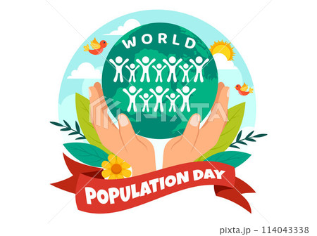 World Population Day Vector Illustration on 11th July To Raise Awareness Of Global Populations Problems in Flat Kids Cartoon Background 114043338