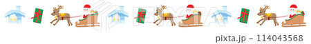 クリスマスのサンタとトナカイのラインイラスト 114043568