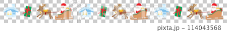 クリスマスのサンタとトナカイのラインイラスト 114043568