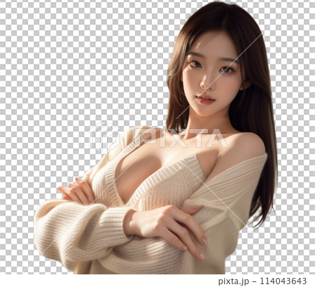 腕組みするセーターの女性 114043643