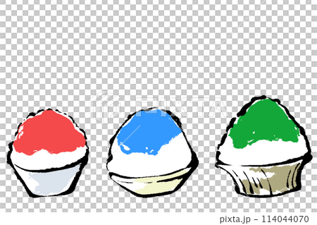 Set of brush-drawn shaved ice illustrations Set of brush-drawn shaved ice illustrations 114044070