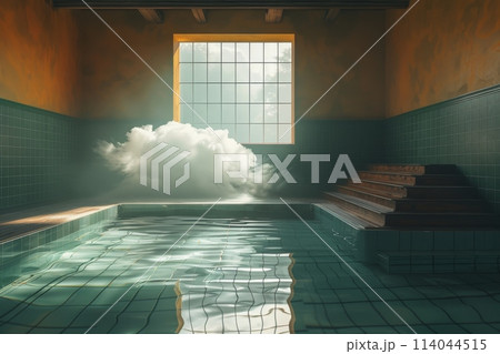 A cloud is floating above a swimming pool 114044515