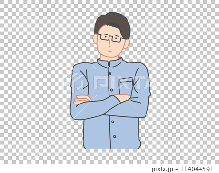 困惑する男性のシンプルなビジネスイラスト 114044591