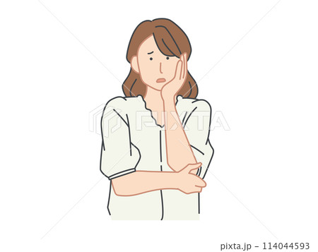 困惑する女性のシンプルなビジネスイラスト 困惑する女性のシンプルなビジネスイラスト 114044593