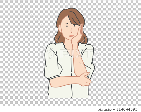 困惑する女性のシンプルなビジネスイラスト 困惑する女性のシンプルなビジネスイラスト 114044593