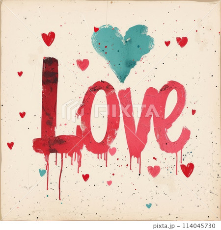 Love word hand drawn lettering and calligraphy with cute heart. Valentines Day concept 114045730
